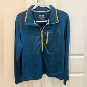 Men's Orvis Horseshoe Hills Quarter Zip Fleece Pullover Performance Blue Size L